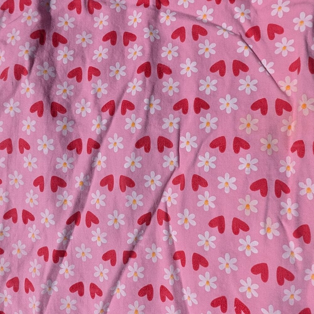 Girls’ Pink Sleeveless Dress – Heart & Daisy Print with Ruffle Detail 2T - Picture 2 of 4